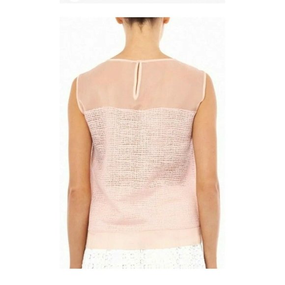 Rebecca Taylor Soft Pink Silk Net Lace Blouse Silk Top Tank Size 6 - Picture 2 of 14